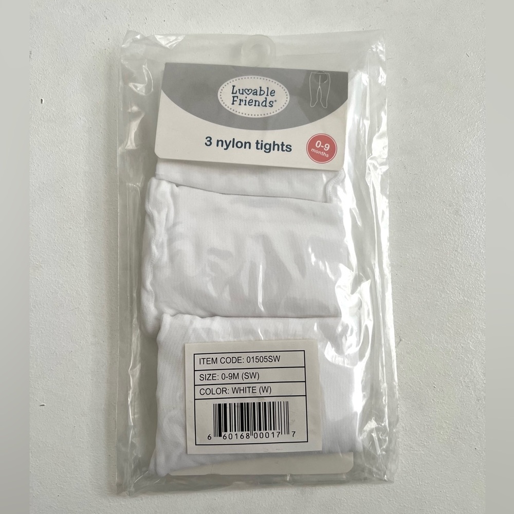 NEW Baby White Nylon Tights 0-9mo 3 Pack